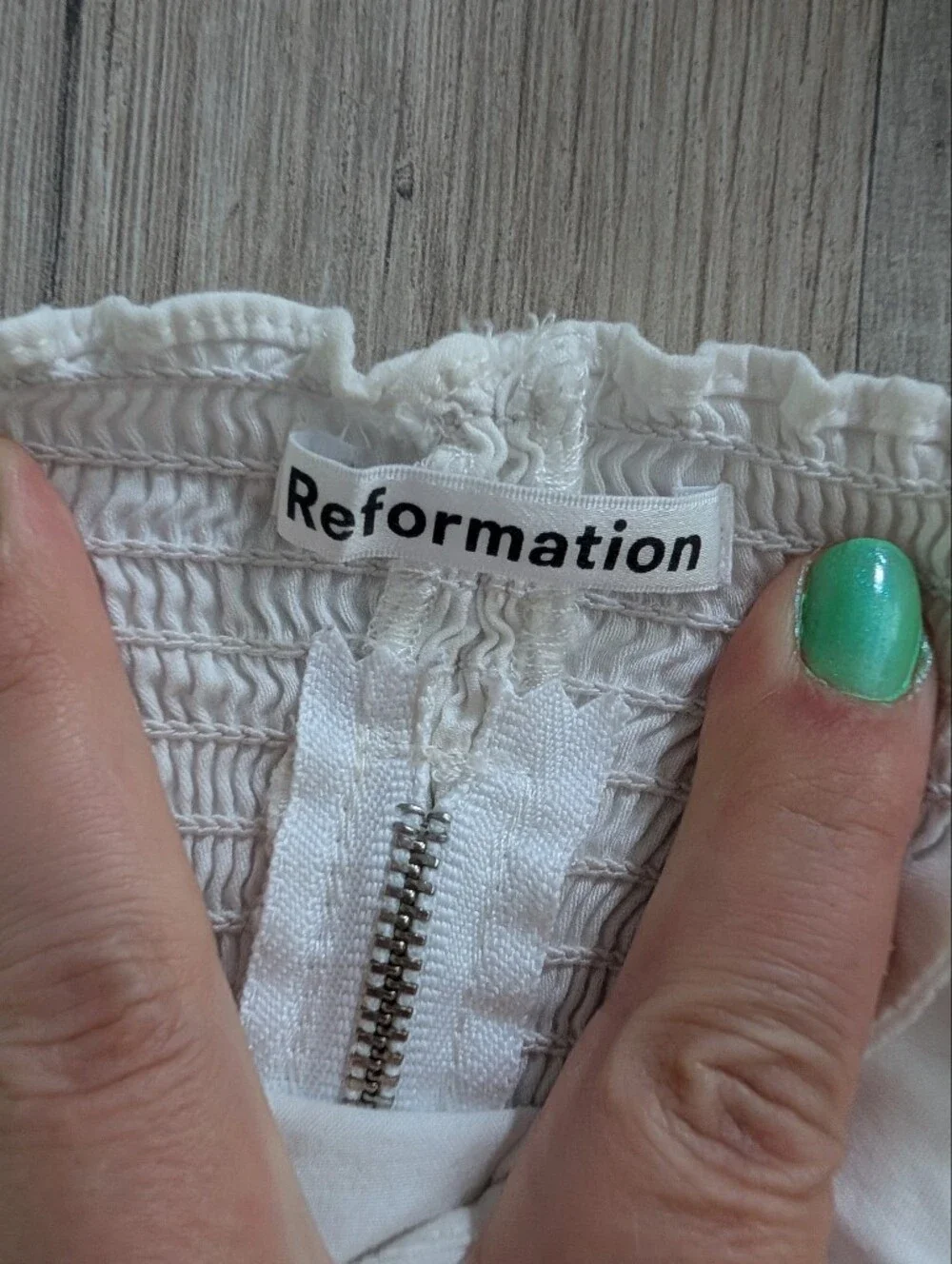 Reformation Radish Top White Ruched Square-Neck Puff Sleeve Top, Size 2 (C8)